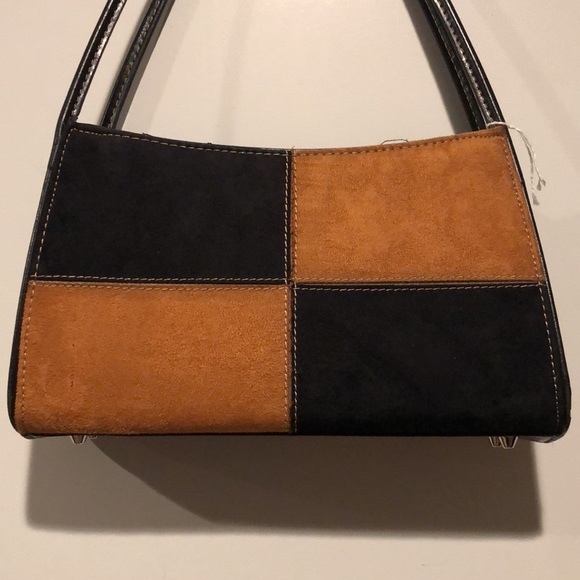Colorblock Suede Vintage Y2K Baguette Shoulder Bag - Picture 3 of 9